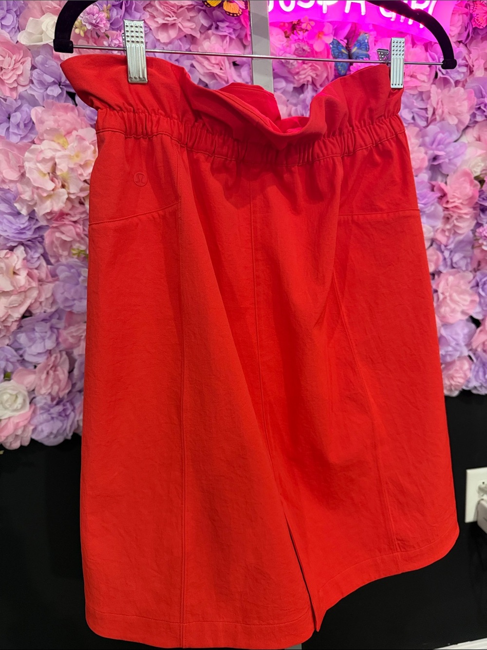 Lululemon Bright Red Paperbag Waist Skirt